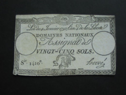 Domaines Nationaux - Assignat De Vingt-cinq Sols - Loi Du 4 Janvier 1792  **** EN ACHAT IMMEDIAT **** - Assignate