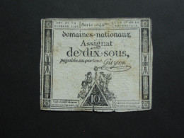 Domaines Nationaux - Assignat De Dix Sous - Loi Du 24 Octobre  1792  **** EN ACHAT IMMEDIAT **** - Assegnati