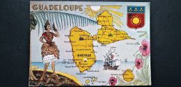 Guadeloupe ,2 Cartes ,carte Géographique Et Jeune Petite Guadeloupéenne   .....cpsm...gf - Autres & Non Classés