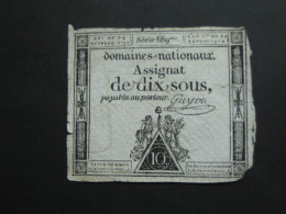 Domaines Nationaux - Assignat De Dix Sous - Loi Du 24 Octobre  1792  **** EN ACHAT IMMEDIAT **** - Assignats & Mandats Territoriaux