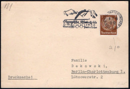 GERMANY GARMISH PARTENKIRCHEN 1936 - OLYMPIC WINTER GAMES GARMISH PARTENKIRCHEN 1936 - MAILED CARD - G - Invierno 1936: Garmisch-Partenkirchen