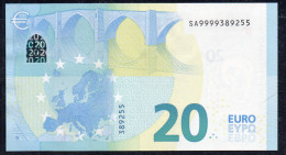 RARE € 20 ITALIA S004 SA9999 I6 LAST POSITION  DRAGHI  UNC - 20 Euro