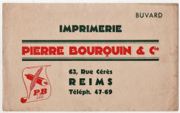 Buvard Imprimerie Pierre Bourquin & Co Rue Cérès Reims - Papeterie