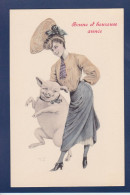 CPA Cochon Avec Femme Pig Suggestif érotisme Non Circulé - Cerdos