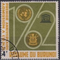 1963 Burundi, Mi:BI 67A, Sn:BI 57, Yt:BI 64, "1962“, Wappen Von Burundi, UN- Und UNESCO-Emblem - Usati