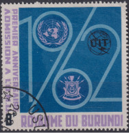 1963 Burundi, Mi:BI 68A, Sn:BI 58, Yt:BI 65, "1962“, Wappen Von Burundi, UN- Und UNESCO-Emblem - Gebraucht