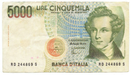 5000 LIRE FALSO D'EPOCA BANCA D'ITALIA VINCENZO BELLINI LETTERA D 26/11/1996 BB- - [ 8] Falsi & Saggi