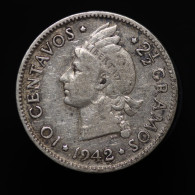 République Dominicaine / Dominican Republic, 10 Centavos, 1942, Argent (Silver), TB+ (VF), KM#19 - Dominicaanse Republiek