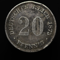 Allemagne / Germany, Wilhelm I, 20 Pfennig, 1873-D, Munich, Argent (Silver), TB+ (VF), KM#5 - 20 Pfennig