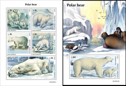 Sierra Leone 2022, Animals, Polar Bear, 5val In BF+BF - Antarctic Wildlife