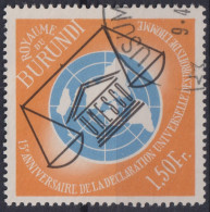 1963 Burundi, Mi:BI 75A, Sn:BI 63, Yt:BI 70,UNESCO-Emblem, Maßstäbe Und Karte, Allgemeine Erklärung Der Menschenrechte - Gebruikt