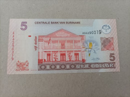 Billete De Suriname 5 Dólares, Año 2004, Serie AA, UNC - Surinam