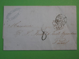 BS11 ILA DE CUBA    BELLE  LETTRE RARE  1854  LA HAVANA VIA LONDON A  PARIS FRANCE +TEXTE + AFF. INTERESSANT+ +++ - Prephilately