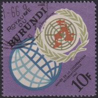 1965 Burundi Mi:BI 196A, Sn:BI 137, Yt:BI 164,Globe And UN Emblem, Jahr Der Internationalen Zusammenarbeit - Oblitérés