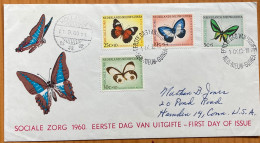 NEDERLAND NEW GUINEA 1960, FDC COVER, USED TO USA, ILLUSTRATE, 4 DIFFERENT  BUTTERFLIES, HOLLANDIA CITY CANCEL. - Niederländisch-Neuguinea