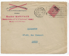 PARIS 51 Devant Lettre Entête LA GENERALE CINEMA Barré Devenu Sté MARIVAUX 50c/65c Semeuse Lignée Yv 224 Ob 1928 - 1921-1960: Moderne