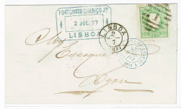 Portugal, 1877, # 41a Dent. 12 1/2, Para Lyon - Storia Postale