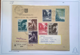 Via Aerea Sa.33 500L+233-238 CENTENARIO VERGINE LOURDES 1958 Lettera>USA (Vatican Vaticano Cover Bernadette Miracle - Aéreo