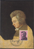MC Wolfgang Amadeus Mozart Marke Aus Block 62 Vom Ersttag (FDC Vom Bl. 40,-) Maxkarte - Maximum Cards