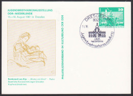 Nederland Rembrandt Van Rijn "Mutter Und Kind" 1981 Als Privatpostkarte Mit SoSt. Dresden DDR - Niederlande Zwinger - Privatpostkarten - Gebraucht