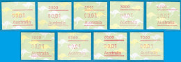 1985 Australia ATM 3 + 4 Kangaroo * Complete Series Of 9 MNH* Frama Automatenmarken Etiquetas Distributeur Automatici - Viñetas De Franqueo [ATM]