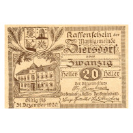 Billet, Autriche, Ziersdorf, 20 Heller, Mairie 1920-12-31, SPL Mehl:FS 1276a - Autriche