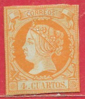 Espagne N°48 4c Orange Sur Vert Pâle 1860-61 (*) - Unused Stamps