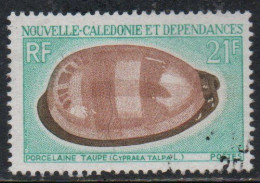 NOUVELLE CALEDONIE NEW NUOVA CALEDONIA 1970 MARINE LIFE CYPRAEA MOLE PORCELAIN SHELL 21fr USED OBLITERE' USATO - Used Stamps