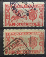 ESPANA ESPAGNE SPAIN 1905 EXPRES , Yvert No 1 Et 1 A , 20 C Rouge Vif Et 20 C Rouge Orange Obl TB - Eilbriefmarken