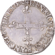 Monnaie, France, Henri III, 1/4 D'écu à La Croix De Face, 1582, Rennes, TTB - 1574-1589 Enrico III