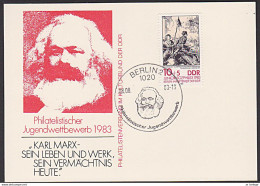 MC Maxkarte 1983 Philatelistischer Jugendwettbewerb "Karl-Marx Sein Leben Und Werk, Sein Vermächtnis" - Maximum Cards