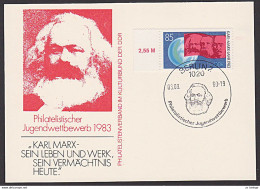 MC DDR Maxkarte 1983 Philatelistischer Jugendwettbewerb "Karl-Marx Sein Leben Und Werk, Sein Vermächtnis" - Maximum Cards