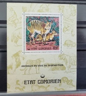 COMORES Zebre, Chevaux, Cheval, équidés, équidé,1 Feuillet De Luxe Yvert N°177 Animal En Voie De Disparition - Pferde