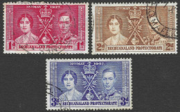 Bechuanaland Protectorate. 1937 KGVI Coronation. Used Complete Set SG 154-156 - 1885-1964 Bechuanaland Protectorate