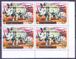 Comoros 1976 MNH OVP Rt Lo Corner Blk, White Rhinoceros, Wild Animals - Rhinoceros