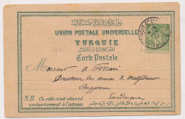 CARTE BFE CONSTANTINOPLE Qtier FRANC TURQUIE SAGE 5C BUGGERRU SARDAIGNE TURKEY CARD - Lettres & Documents