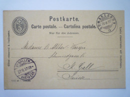 2023 - 854  ENTIER POSTAL Au Départ De  DOMBRESSON  à Destination De ST. GALLEN  1897   XXX - Entiers Postaux