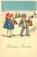 FETES - Bonne Année - Enfants - Neige - Carte Postale Ancienne - Nouvel An