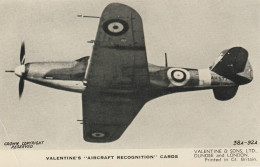 VALENTINE'S  AIRCRAFT RECOGNITION  CARDS - 1939-1945: 2ème Guerre