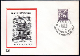 AUSTRIA INNSBRUCK 1964 - OLYMPIC WINTER GAMES INNSBRUCK '64 - OLYMPIC VILLAGE - CANCEL # 9 - G - Inverno1964: Innsbruck