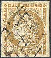 No 1b, Bistre-verdâtre, Obl Grille, Jolie Pièce. - TB - 1849-1850 Ceres
