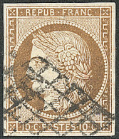 No 1c, Bistre-verdâtre Foncé. - TB - 1849-1850 Ceres