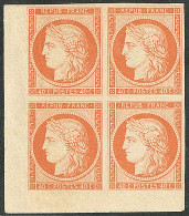 * No 5, Orange, Bloc De Quatre Cdf, Superbe. - RR - 1849-1850 Ceres