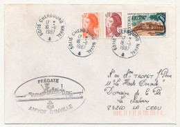 FRANCE - Env. Aff. Composé Cad 50115 Cherbourg Naval - 16/11/1987 + Frégate Amyot D'Inville - Seepost