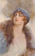 Illustrateur - Corbella - Femme Au Chapeau Bleu à Plume - Carte Postale Ancienne - Corbella, T.