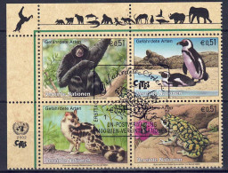 UNO Wien 2002 - Gefährdete Arten (X) - Fauna, Nr. 357 - 360 Zd., Gestempelt / Used - Used Stamps