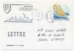 FRANCE - Env. Aff. 2,50 Bateau La Poste Cad 83800 Toulon Naval - 19/4/1983 + Pétrolier Ravitailleur La Durance - Poste Navale