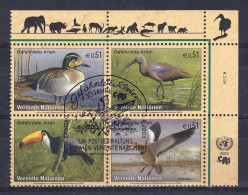 UNO Wien 2003 - Gefährdete Arten (XI) - Vögel, Nr. 389 - 392 Zd., Gestempelt / Used - Usati