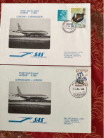 SAS Copenhagen Kobenhavn London 1980 - First Flight Airbus A/R - Erstflug 1er Vol - Lettres & Documents