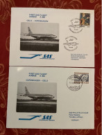 SAS Oslo Copenhagen Kobenhavn A/R 1980 - First Flight Airbus - Erstflug 1er Vol - Lettres & Documents